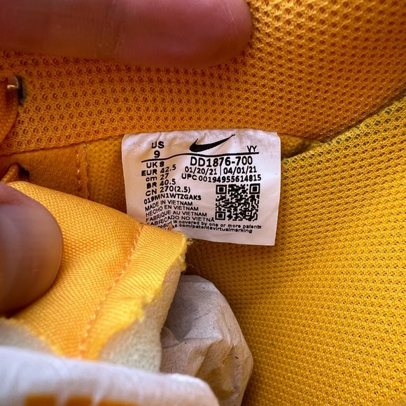 Nike Off White Air Force 1 Low Men 9 Shoes University Gold Lemonade ICA Yellow 1 - Picture 8 of 14